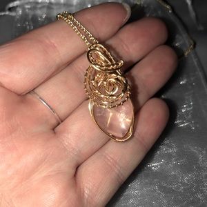 Beautiful Wire wrapped Rose quartz HAND CRAFTED necklace. Bought from IG SALE